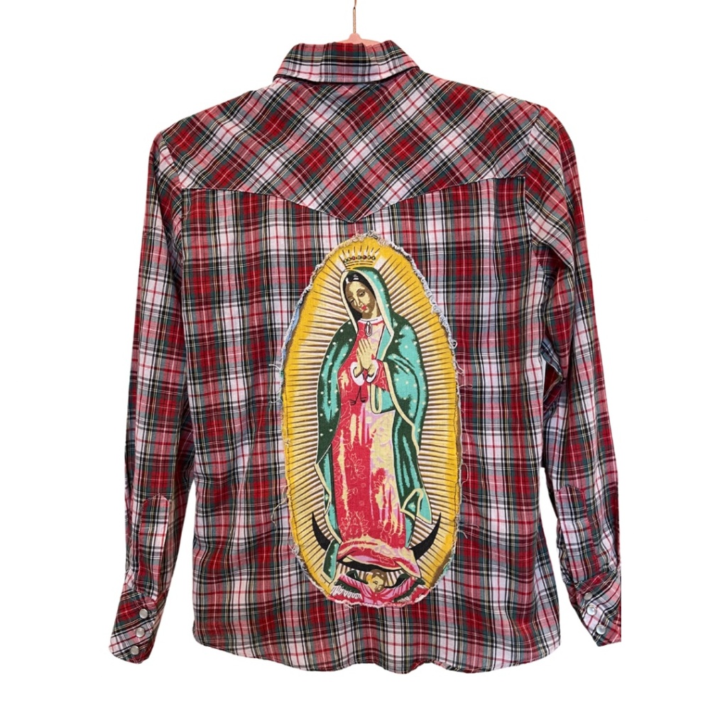 Upcycled Vintage Men’s Western w/ Lady of Guadalupe & Roses